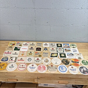 Vintage German Swiss Beer Paper Cardboard Coasters Lot of 50 Assorted Pub Bar